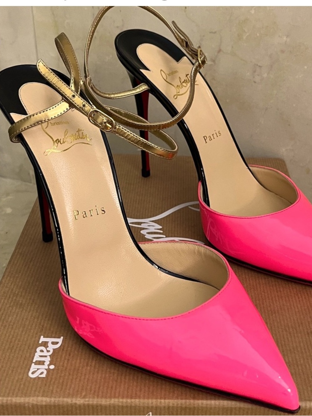 CHRISTIAN LOUBOUTIN RIVIERINA SZ 40.5 PINK STILETTO SLINGBACK HEELS